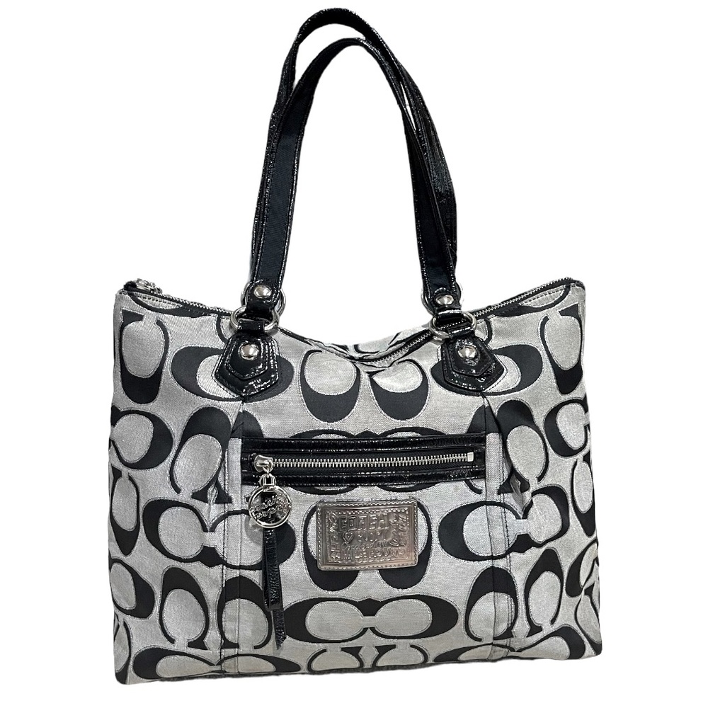 COPY - EUC Coach Poppy Signature Sateen Lurex Glam Tote